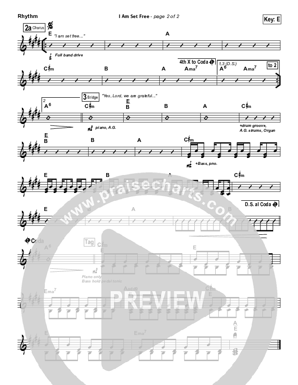 I Am Set Free Rhythm Chart (All Sons & Daughters)