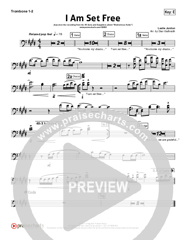 I Am Set Free Trombone 1/2 (All Sons & Daughters)