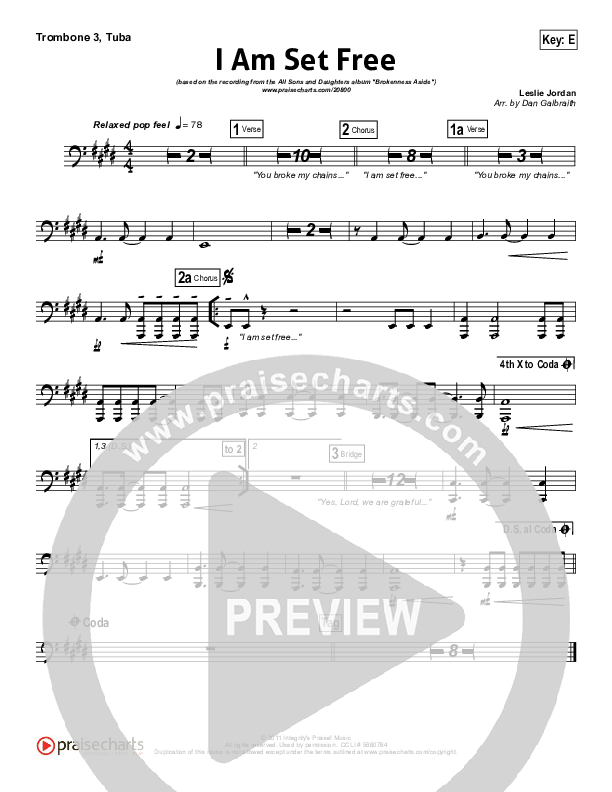 I Am Set Free Trombone 3/Tuba (All Sons & Daughters)