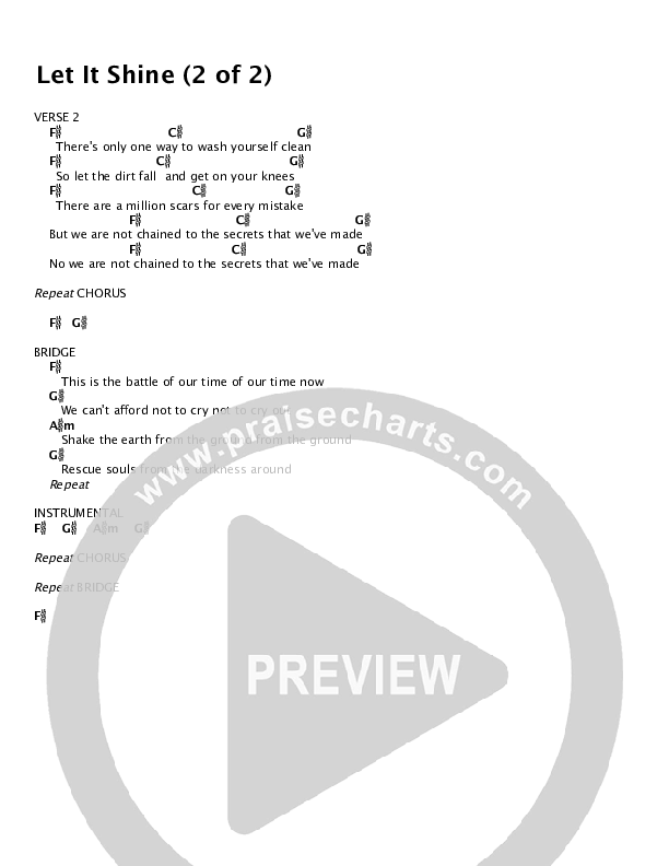 Let It Shine Chords & Lyrics (All Sons & Daughters)