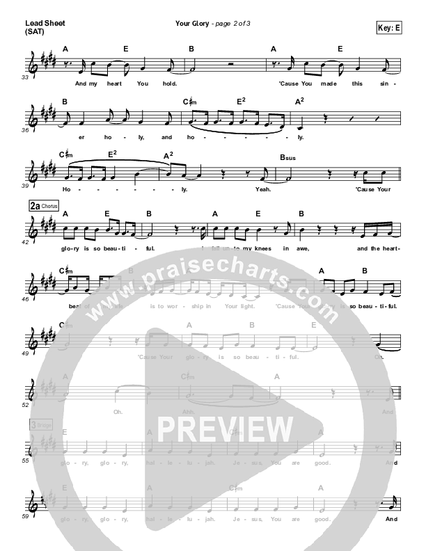 Your Glory Lead Sheet (All Sons & Daughters)