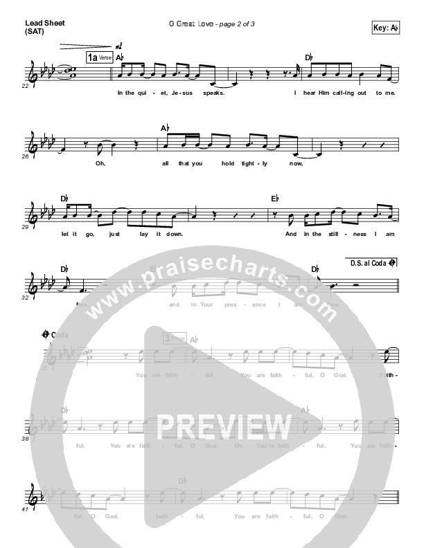 O Great Love Lead Sheet (Robbie Seay)