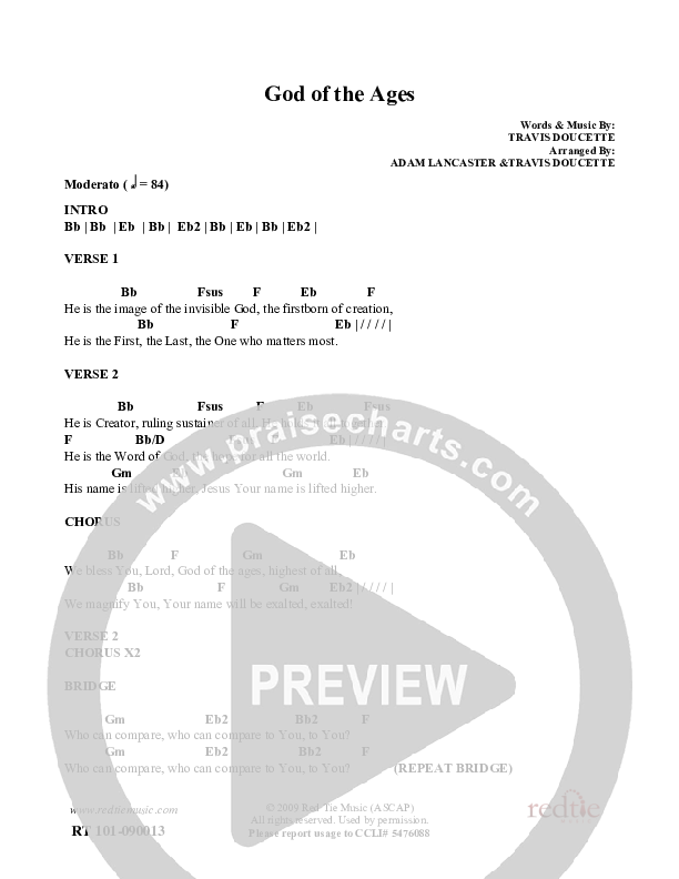 God Of The Ages Chords & Lyrics (Charles Billingsley / Red Tie Music)