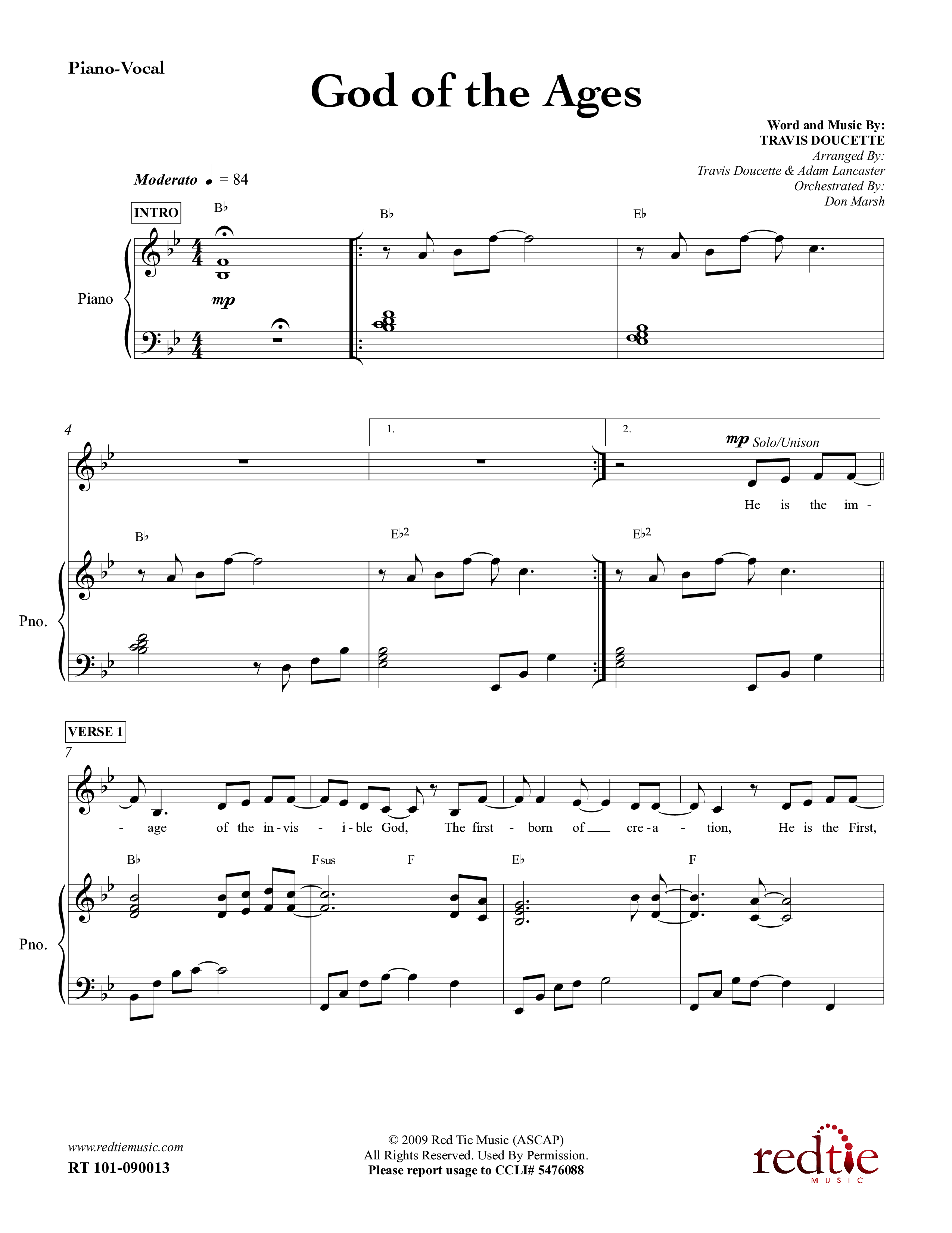 God Of The Ages Piano/Vocal (Charles Billingsley / Red Tie Music)