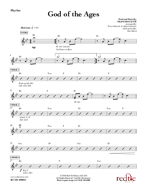 God Of The Ages Rhythm Chart (Charles Billingsley / Red Tie Music)