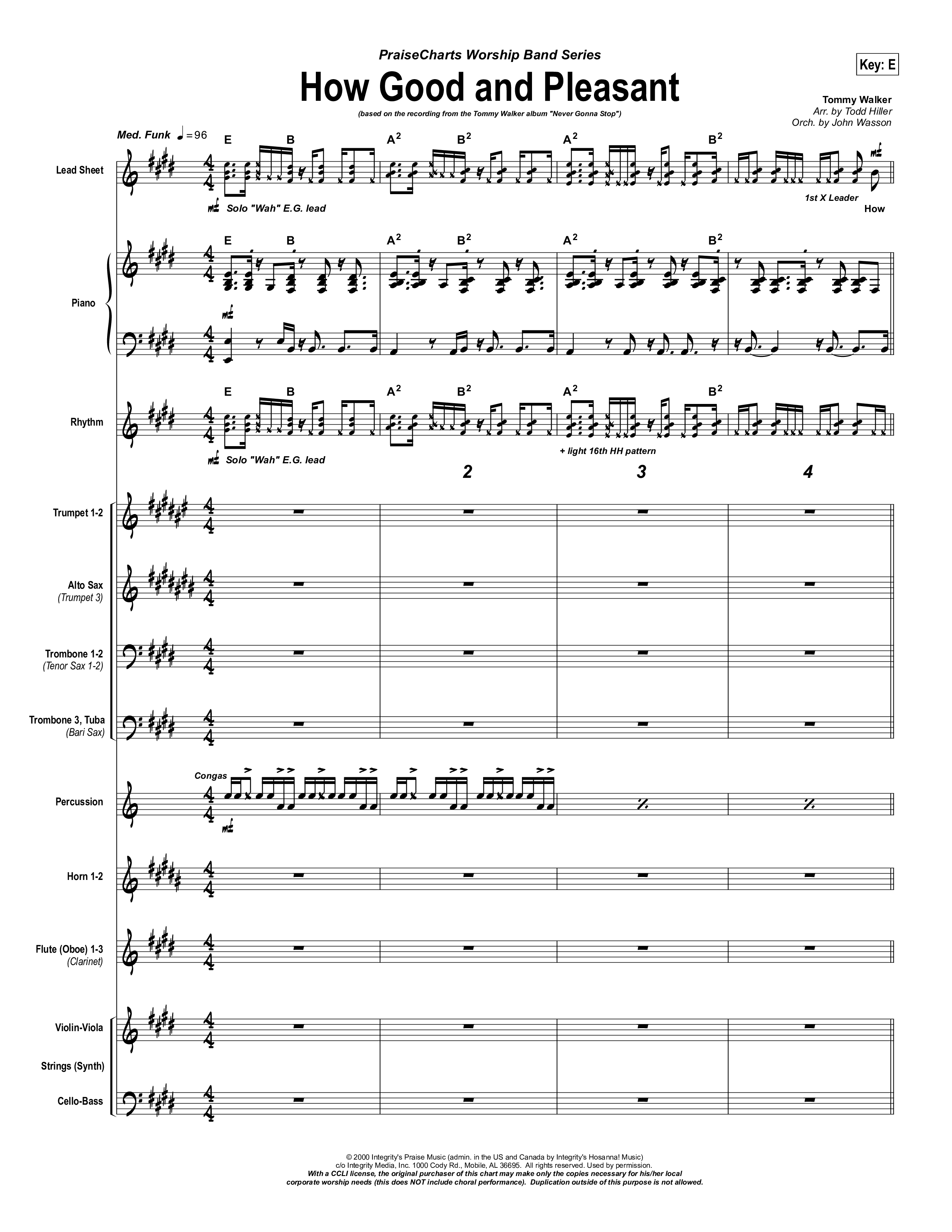 How Good And Pleasant Conductor's Score (Tommy Walker)