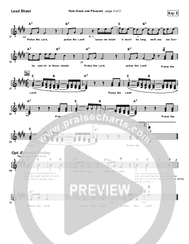 How Good And Pleasant Lead Sheet (SAT) (Tommy Walker)