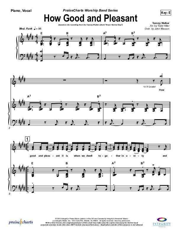 How Good And Pleasant Piano/Vocal Pack (Tommy Walker)
