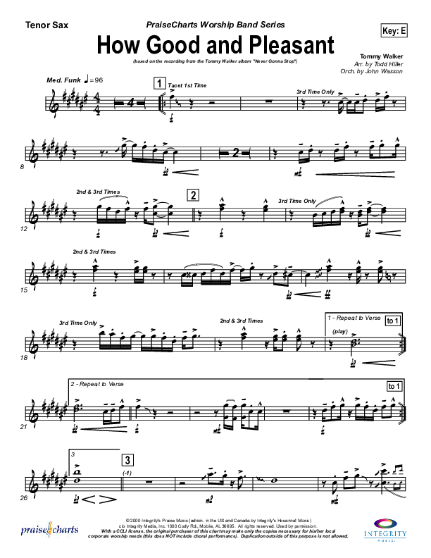How Good And Pleasant Tenor Sax 2 (Tommy Walker)