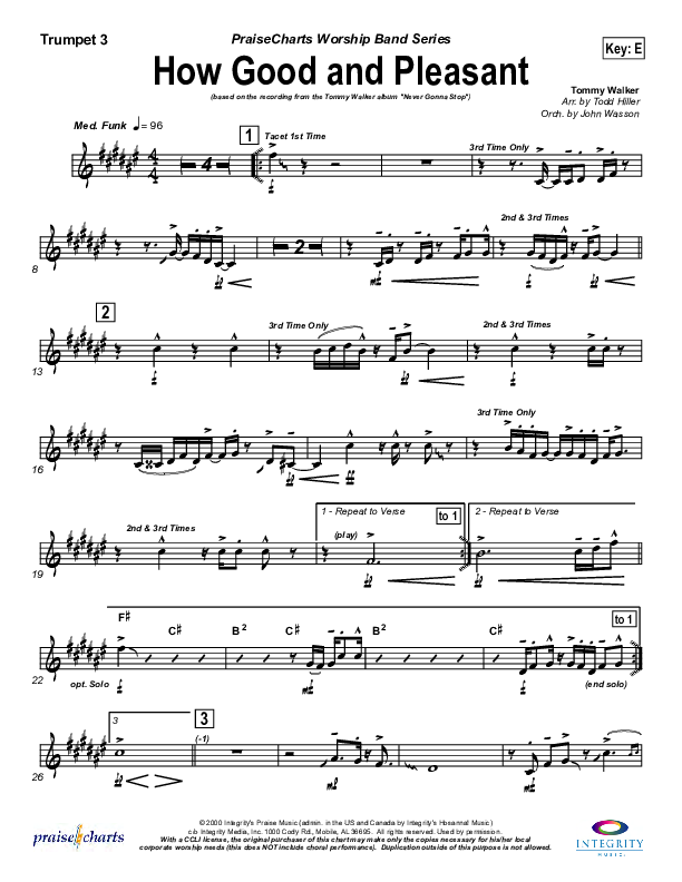 How Good And Pleasant Trumpet 3 (Tommy Walker)