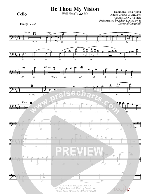 Be Thou My Vision (Will You Guide Me) Cello (Charles Billingsley / Red Tie Music)