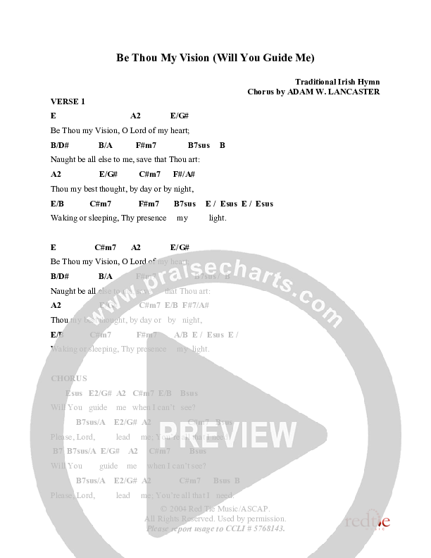 Be Thou My Vision (Will You Guide Me) Chord Chart (Charles Billingsley / Red Tie Music)