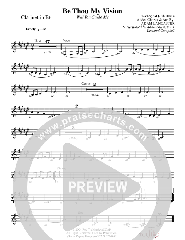 Be Thou My Vision (Will You Guide Me) Clarinet (Charles Billingsley / Red Tie Music)