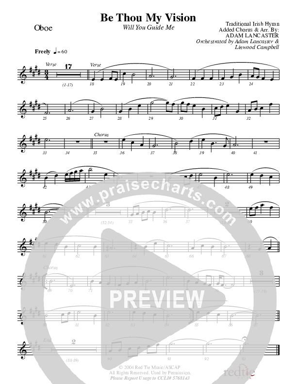 Be Thou My Vision (Will You Guide Me) Oboe (Charles Billingsley / Red Tie Music)