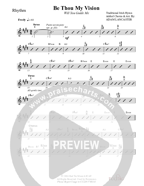 Be Thou My Vision (Will You Guide Me) Rhythm Chart (Charles Billingsley / Red Tie Music)
