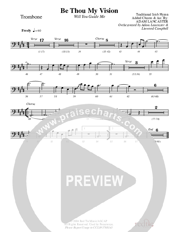 Be Thou My Vision (Will You Guide Me) Trombone (Charles Billingsley / Red Tie Music)