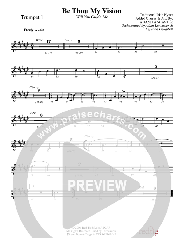 Be Thou My Vision (Will You Guide Me) Trumpet 1 (Charles Billingsley / Red Tie Music)