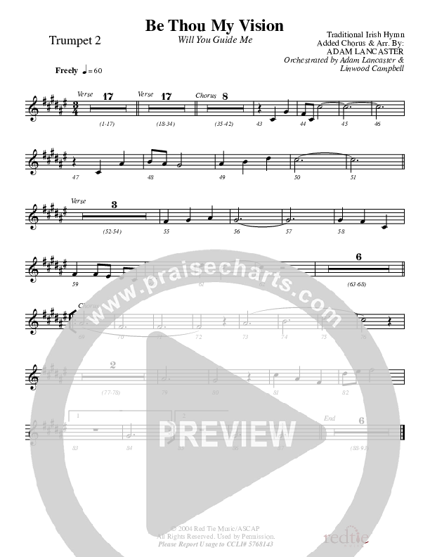 Be Thou My Vision (Will You Guide Me) Trumpet 2 (Charles Billingsley / Red Tie Music)