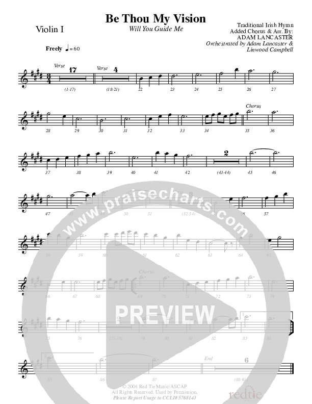 Be Thou My Vision (Will You Guide Me) Violin 1 (Charles Billingsley / Red Tie Music)