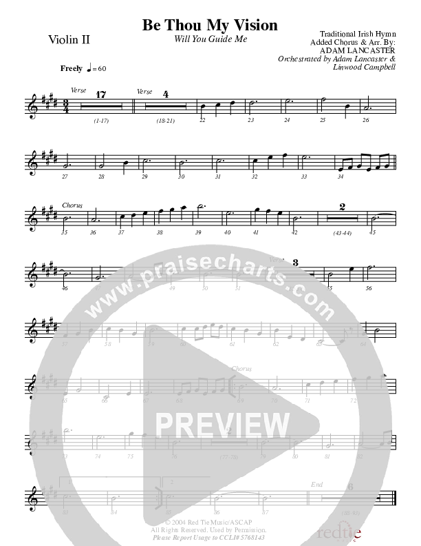 Be Thou My Vision (Will You Guide Me) Violin 2 (Charles Billingsley / Red Tie Music)