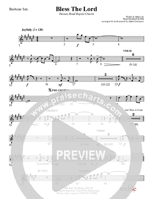 Bless The Lord Bari Sax (Charles Billingsley / Red Tie Music)