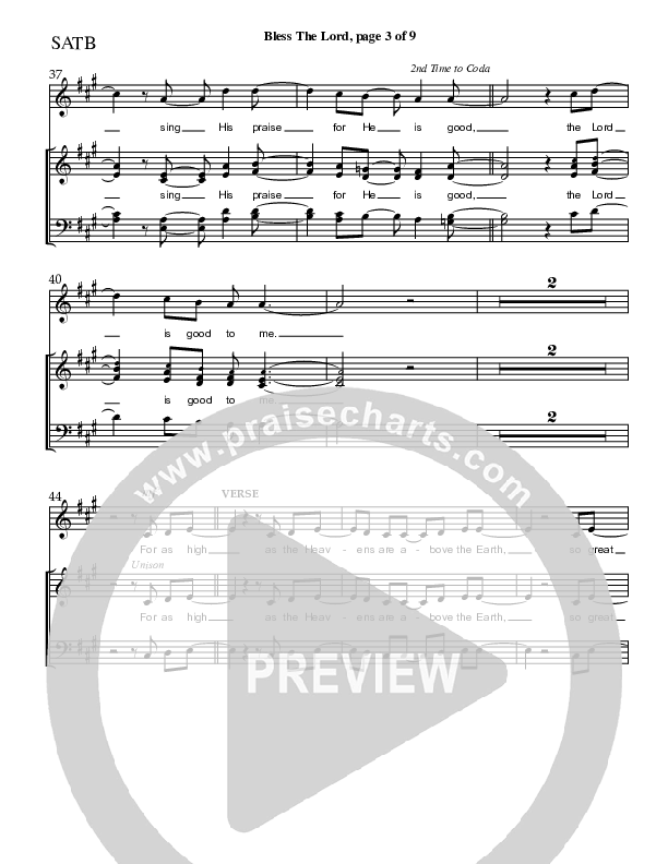 Bless The Lord Choir Vocals (SATB) (Charles Billingsley / Red Tie Music)