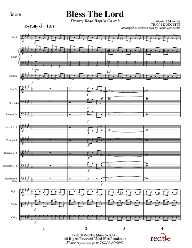 Bless The Lord Conductor's Score (Charles Billingsley / Red Tie Music)