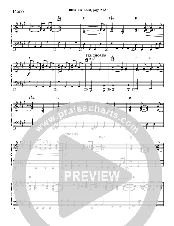 Bless The Lord Piano Sheet (Charles Billingsley / Red Tie Music)