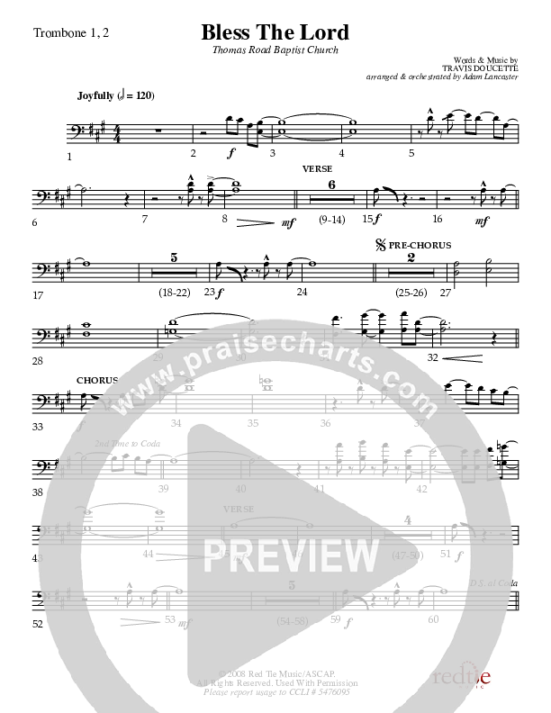 Bless The Lord Trombone 1/2 (Charles Billingsley / Red Tie Music)