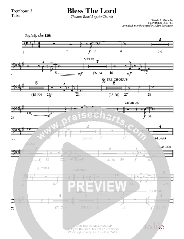 Bless The Lord Trombone 3/Tuba (Charles Billingsley / Red Tie Music)