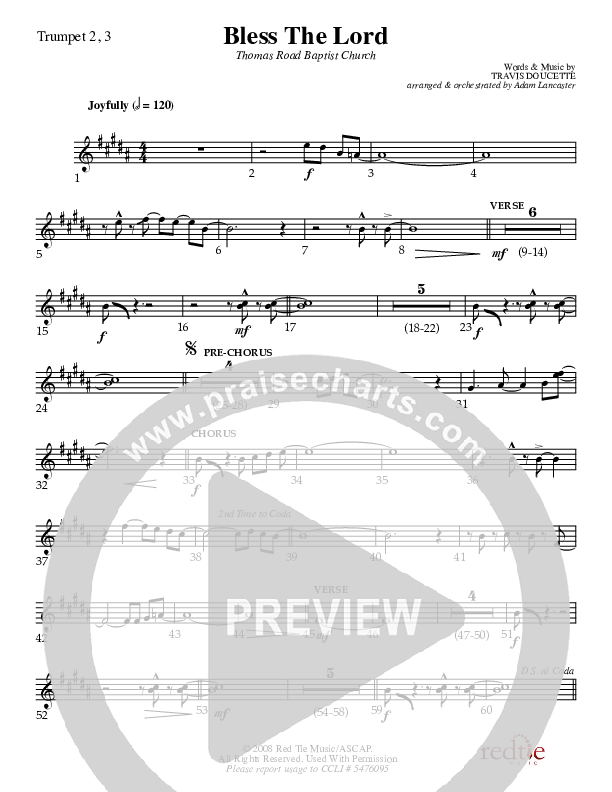 Bless The Lord Trumpet 2/3 (Charles Billingsley / Red Tie Music)