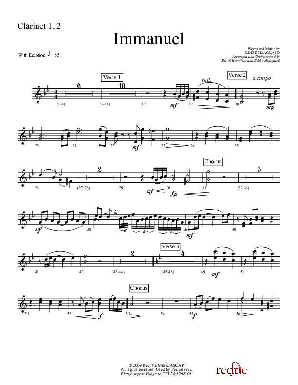 Immanuel Clarinet 1/2 (Charles Billingsley / Red Tie Music)