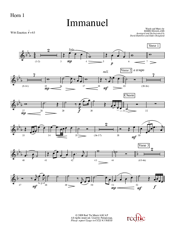 Immanuel French Horn 1 (Charles Billingsley / Red Tie Music)