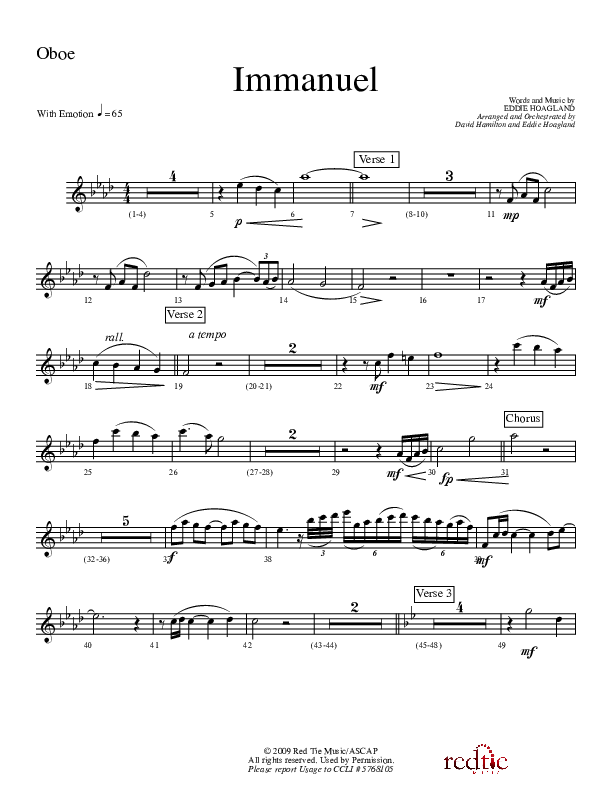 Immanuel Oboe (Charles Billingsley / Red Tie Music)