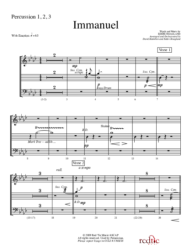 Immanuel Percussion 1/2 (Charles Billingsley / Red Tie Music)
