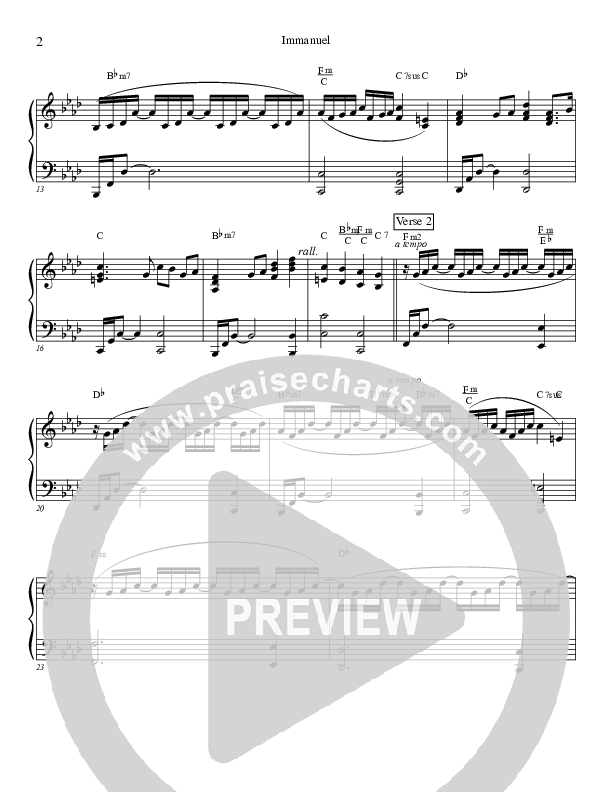 Immanuel Piano Sheet (Charles Billingsley / Red Tie Music)