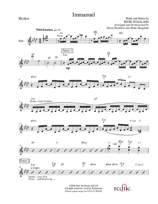 Immanuel Rhythm Chart (Charles Billingsley / Red Tie Music)
