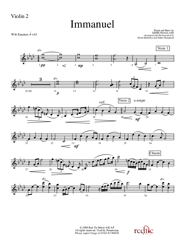 Immanuel Violin 2 (Charles Billingsley / Red Tie Music)