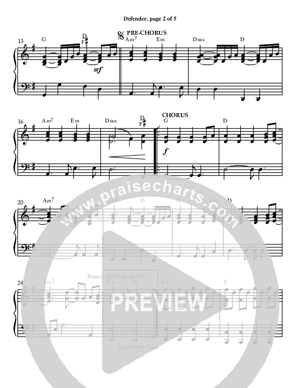 Defender Piano Sheet (Red Tie Music)