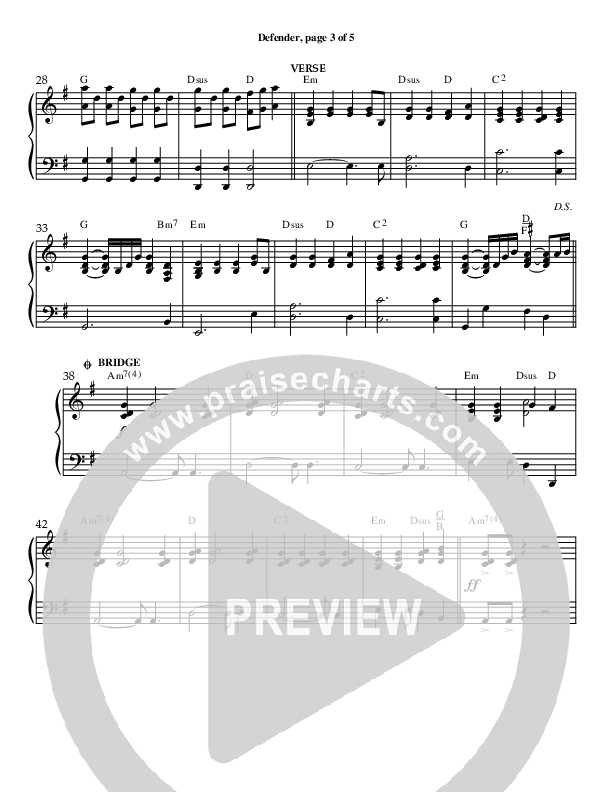 Defender Piano Sheet (Red Tie Music)