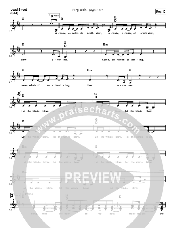 Fling Wide Lead Sheet (Misty Edwards)