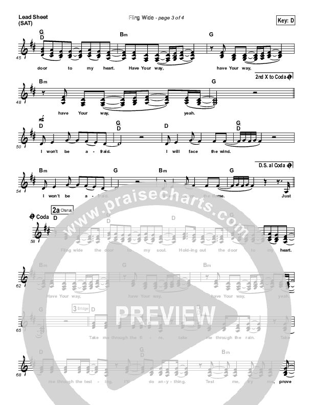 Fling Wide Lead Sheet (Misty Edwards)