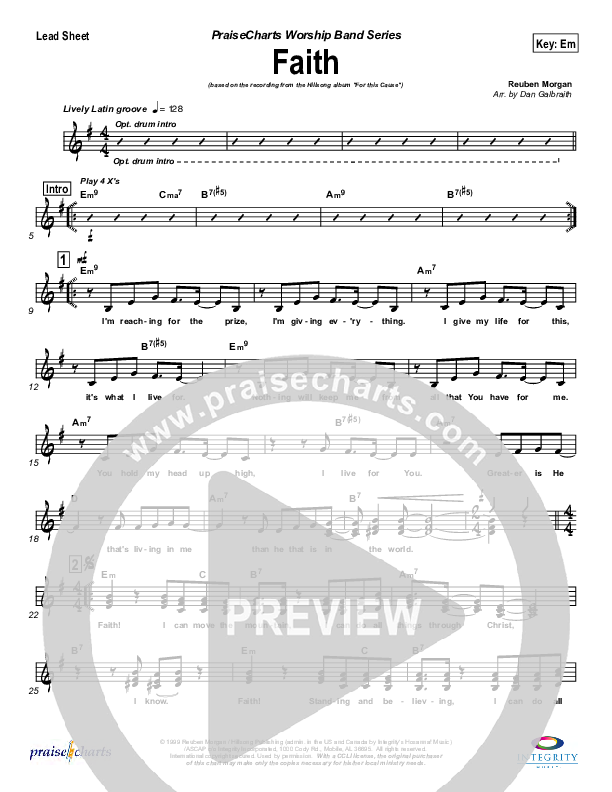 Faith Lead Sheet (Hillsong Worship)