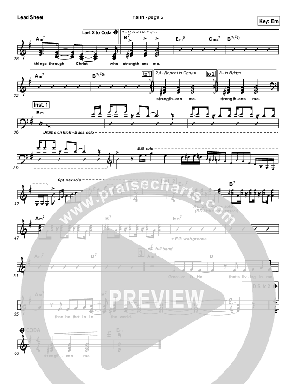 Faith Lead Sheet (Hillsong Worship)