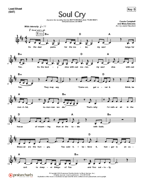 Soul Cry Lead Sheet (Misty Edwards)