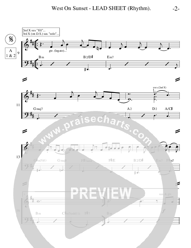 West On Sunset Lead Sheet (Ric Flauding)