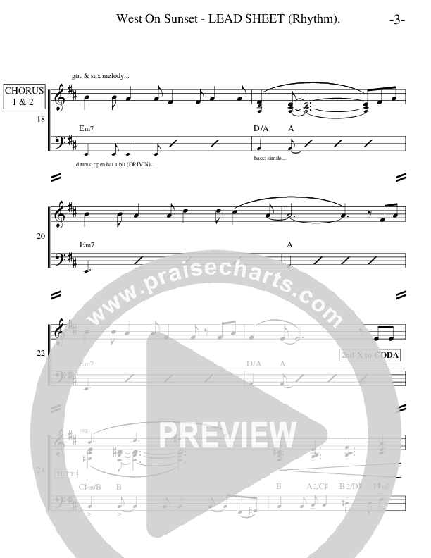 West On Sunset Lead Sheet (Ric Flauding)