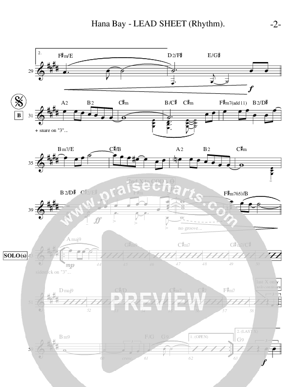 Hana Bay (Instrumental) Lead Sheet (Ric Flauding)