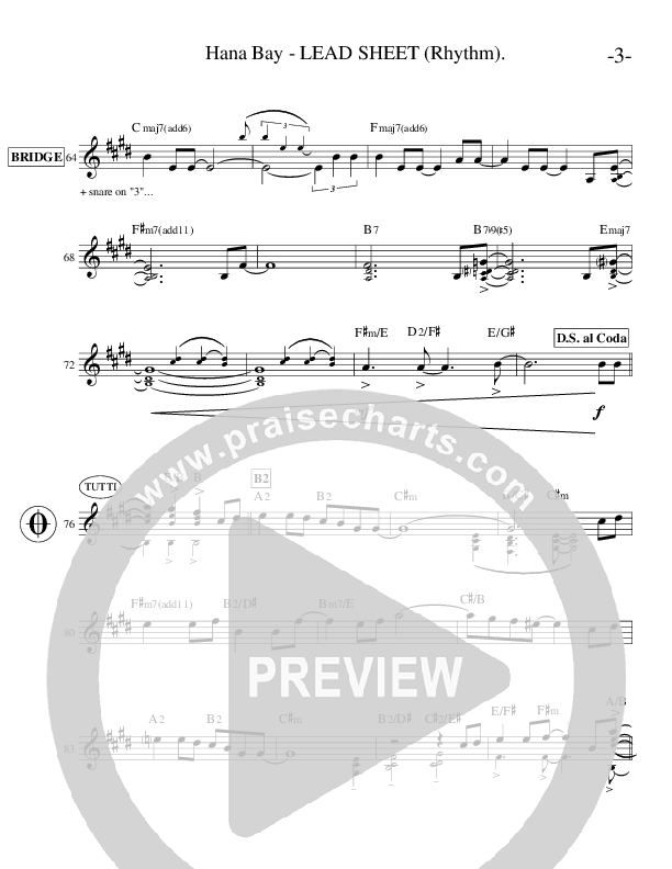Hana Bay (Instrumental) Lead Sheet (Ric Flauding)