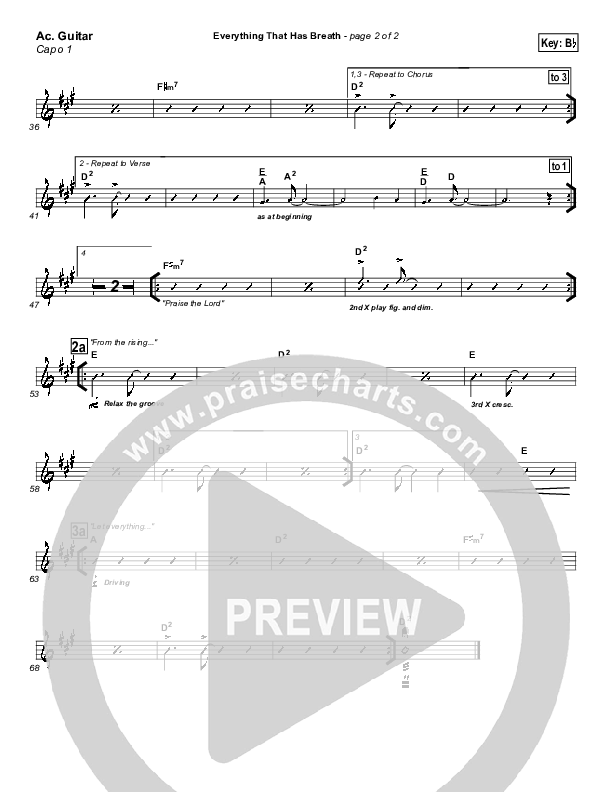 Everything That Has Breath Acoustic Guitar (Hillsong Worship)